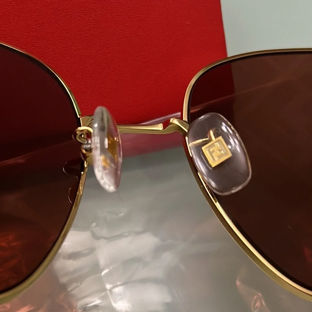 Fendi Baguette 59 mm FF Print Gold Square Frame with box and case - Picture 4 of 4